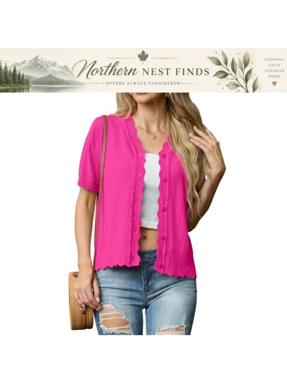 Womens Lightweight Knit Shrug Short Sleeve Open Front Button Cardigan